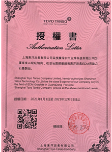 Agent certificate of Toyo materials in 2021